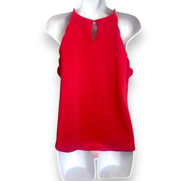 It Girl Scalloped Edge Hot Pink Tank Top Small | Keyhole Back Lightweight Cami - Picture 3 of 9